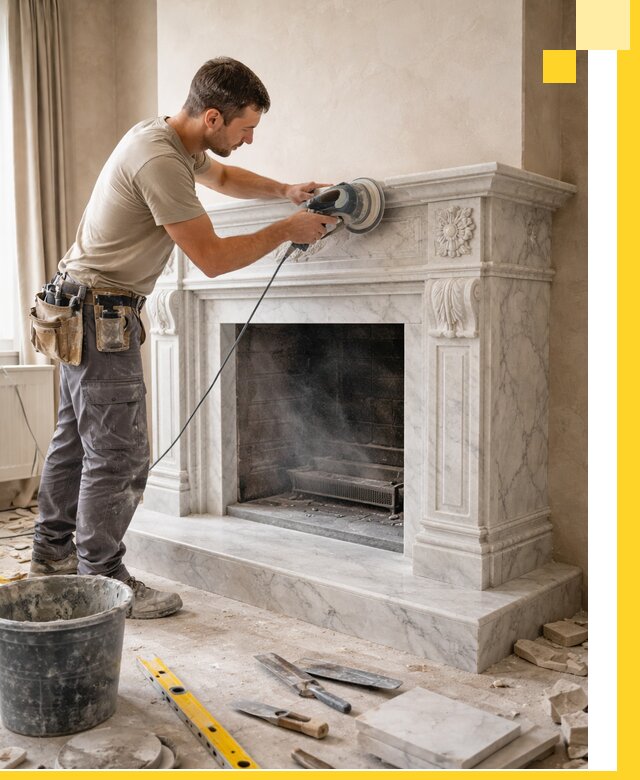 Изготовление и установка мраморных каминов в Видном под ключ