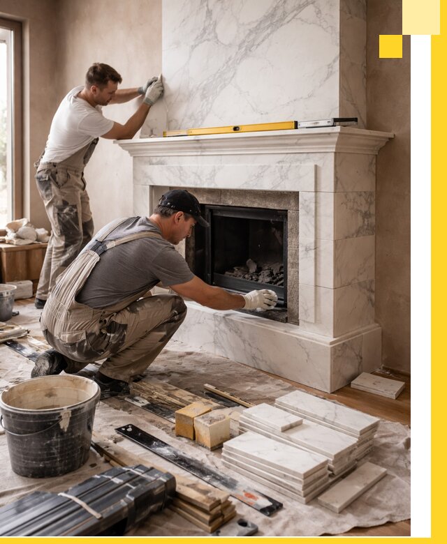 Отделка каминов в Видном качественные облицовочные работы