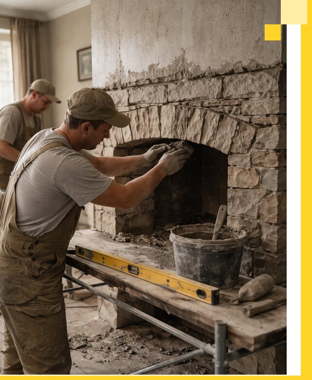 Изготовление каминов под ключ в Видном, монтаж и отделка