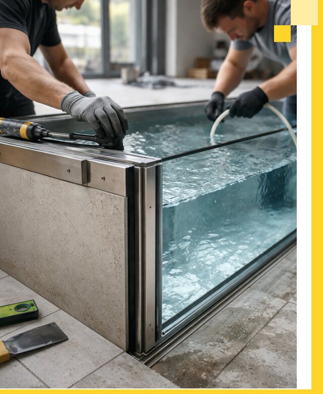 Проектирование и монтаж стеклянных бассейнов в Видном