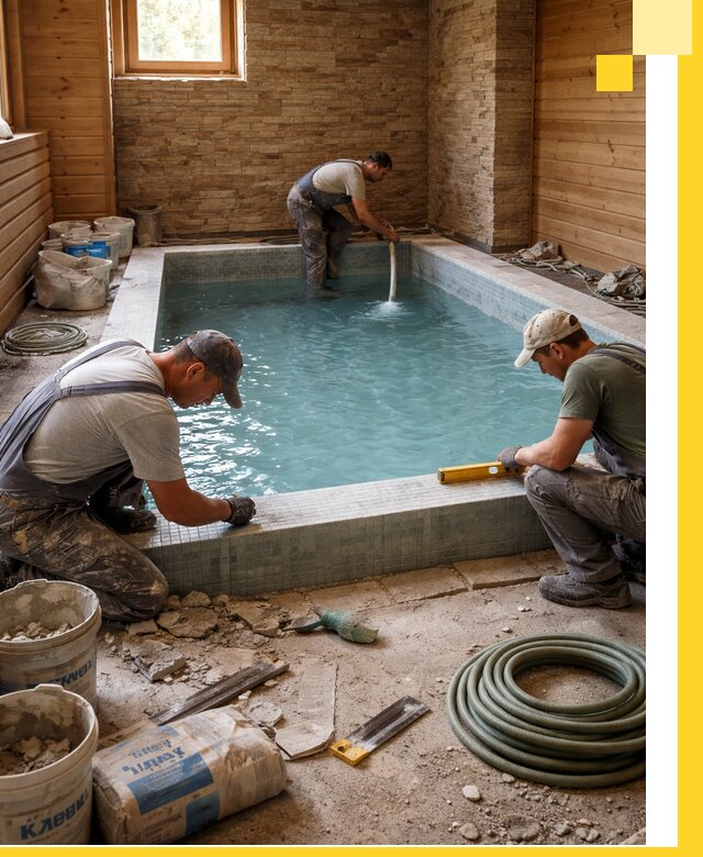 Проектирование и строительство бассейнов для бани в Видном