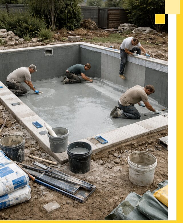 Изготовление и монтаж чаши бассейна под ключ в Видном