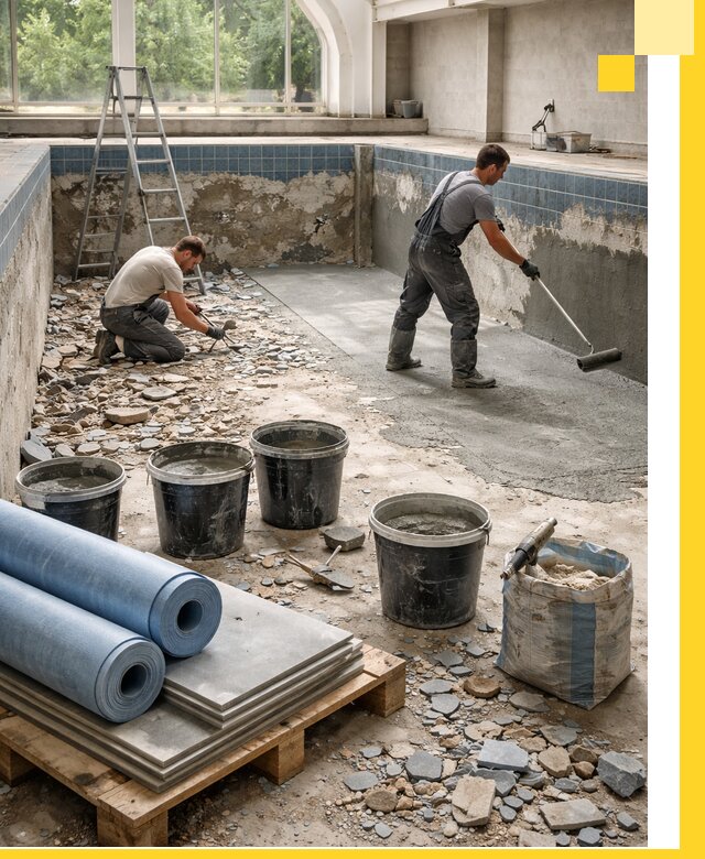 Реконструкция бассейнов в Видном: ремонт, гидроизоляция