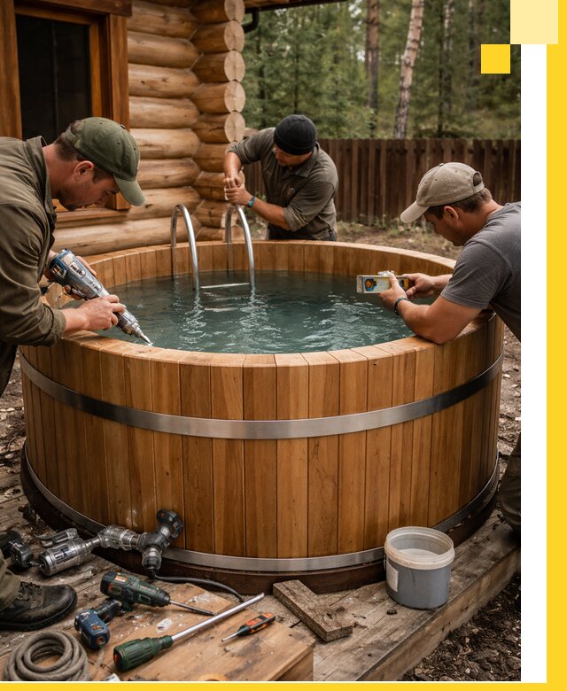 Строительство бань с купелью под ключ и отделкой в Видном