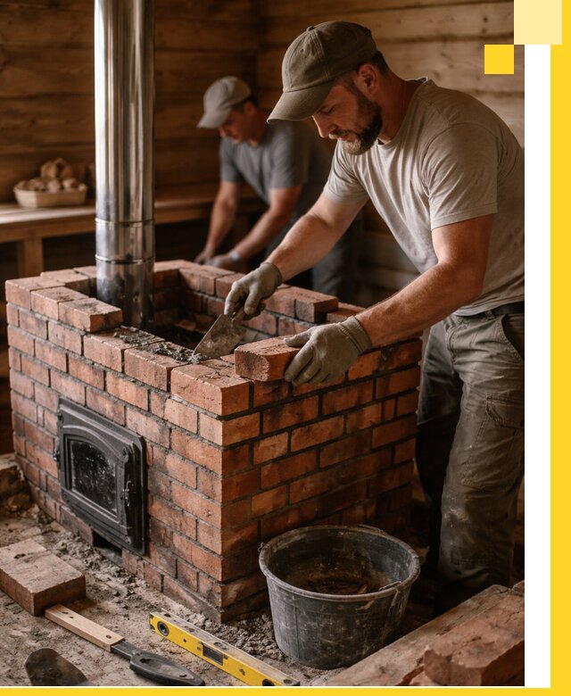 Кирпичные печи для бани под ключ в Видном, проект и монтаж