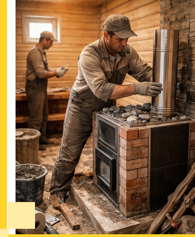 Монтаж печи в бане под ключ в Видном от 20700 р. | ЭриданВдн