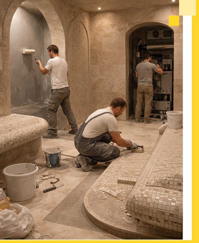 Строительство бани с хамамом и бассейном под ключ в Видном