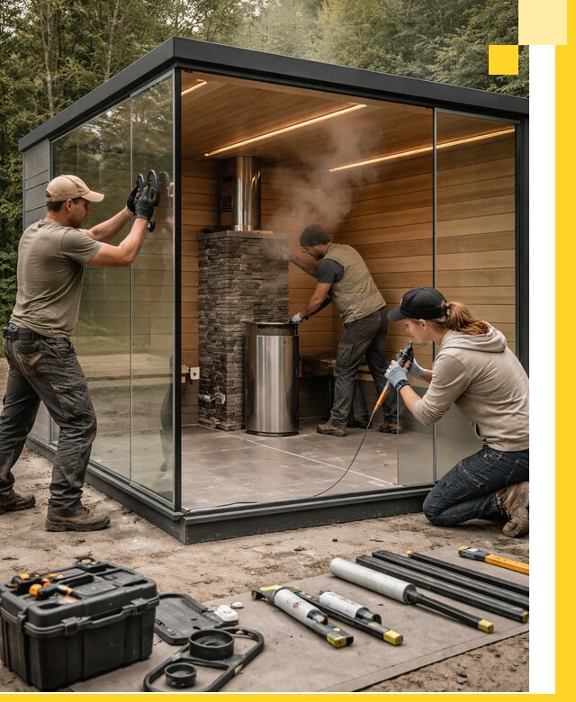 Проектирование и строительство стеклянных бань в Видном